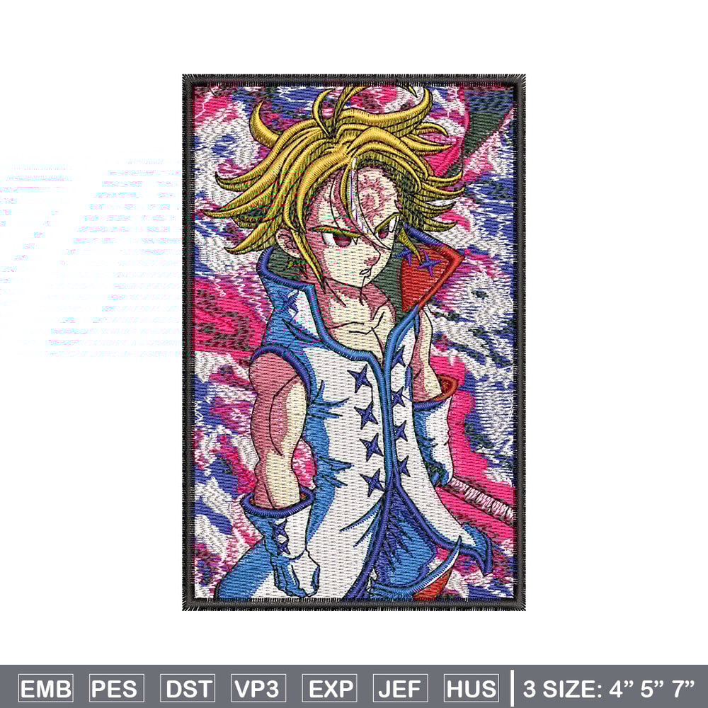 Meliodas poster embroidery design, Meliodas embroidery,Embroidery shirt, Embroidery file, Anime design, Digital download.jpg