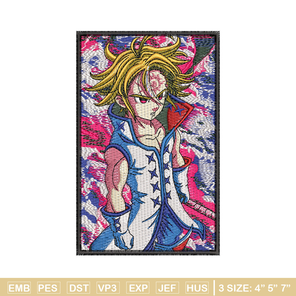 Meliodas poster embroidery design, Meliodas embroidery,Embroidery shirt, Embroidery file, Anime design, Digital download.jpg