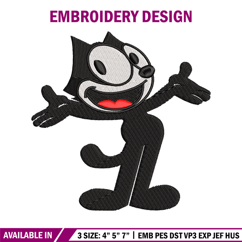 Felix the Cat embroidery design, Felix the Cat embroidery, cartoon design, embroidery file, logo shirt, Digital download.jpg