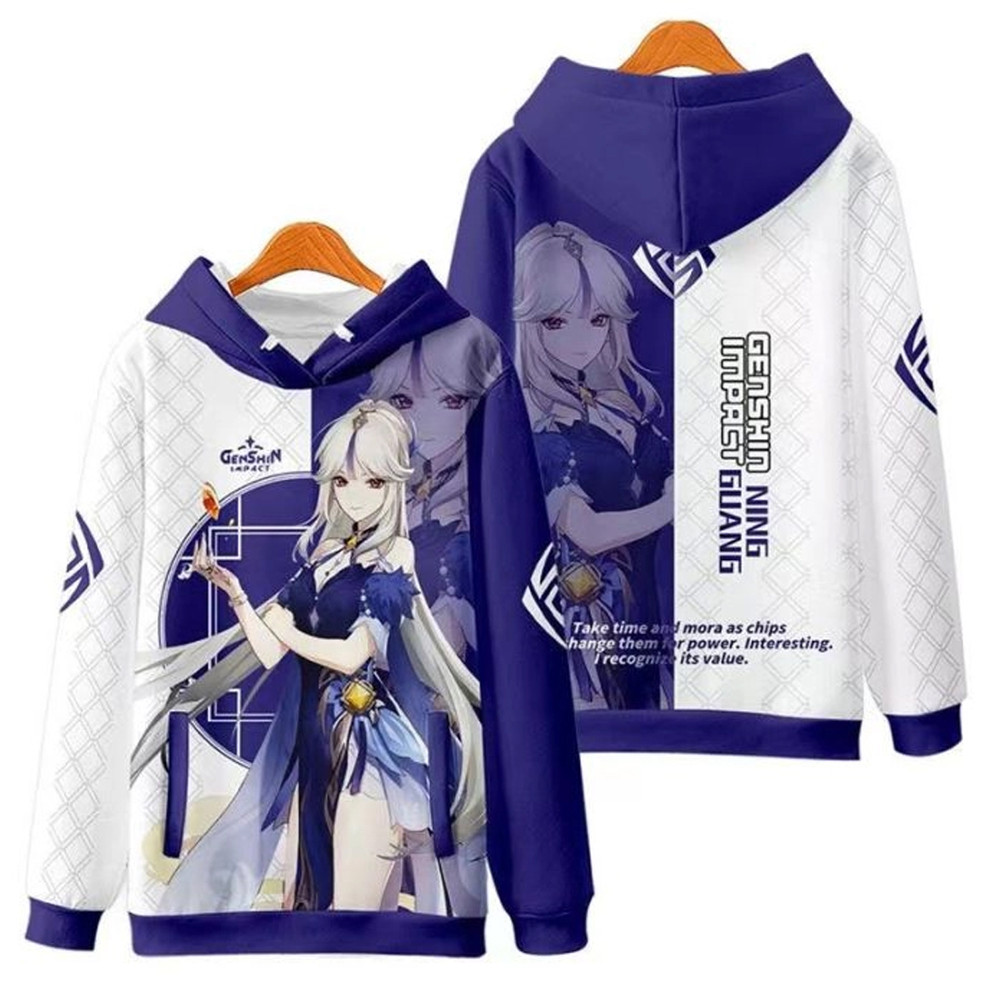 Ningguang Genshin Impact All Over Print 3D Hoodie Zip Hoodie, Genshin Impact Hoodie 3D Zip Hoodie Fleece Hoodie