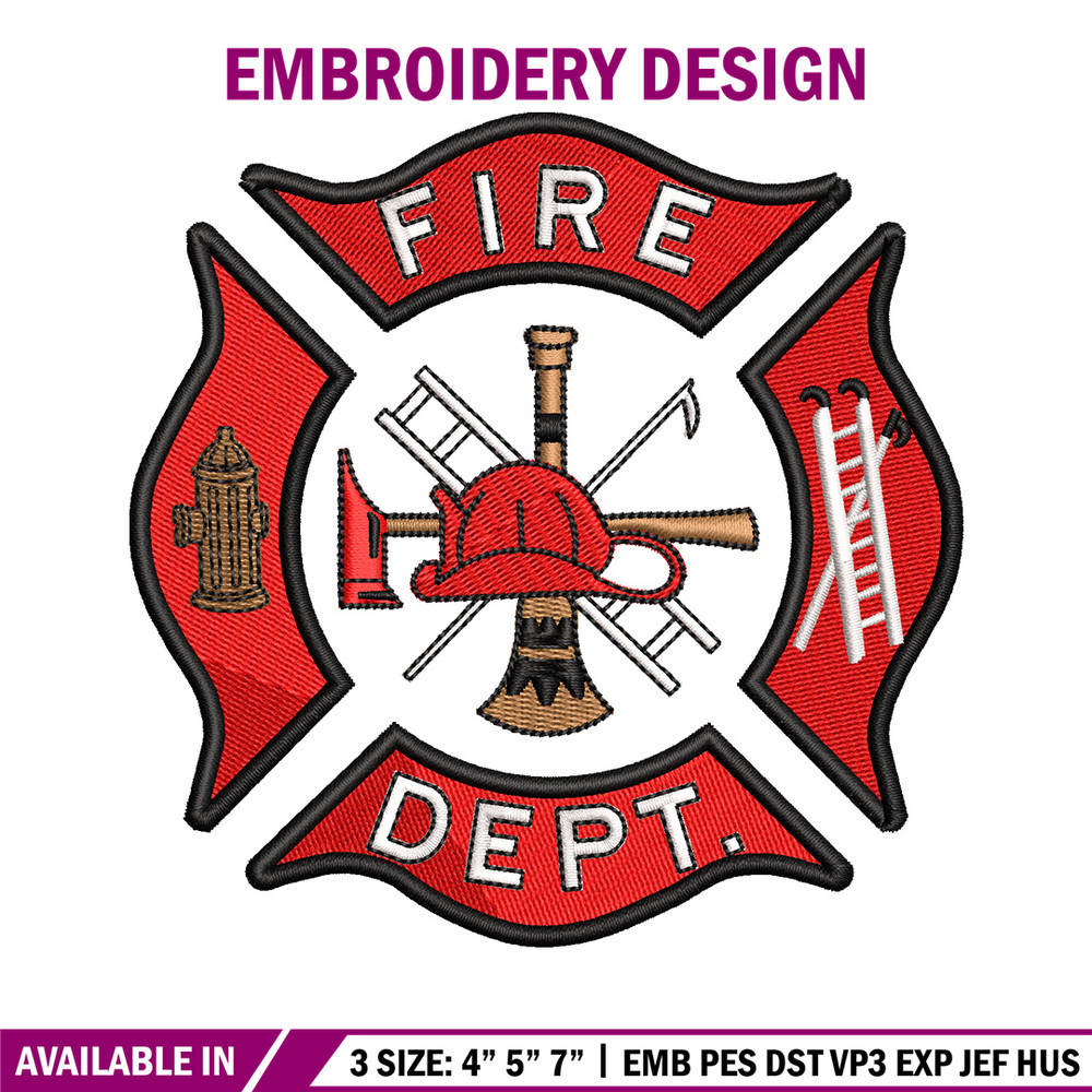 Fire dept embroidery design, Fire dept embroidery, Embroidery file, Embroidery shirt, Emb design, Digital download.jpg