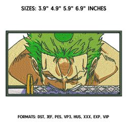 Zoro Sword Embroidery Design File, One Piece Anime Embroidery Design, Machine Embroidery File. Zoro Roronoa Design