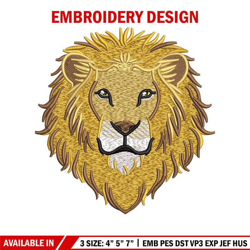 Goden lion embroidery design, Lion embroidery, Embroidery file, Embroidery shirt, Emb design, Digital download.jpg