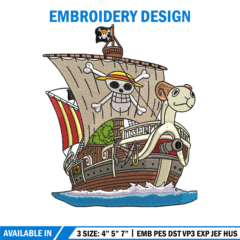 Going merry embroidery design, One piece embroidery, Anime design, Embroidery shirt, Embroidery file, Digital download.jpg