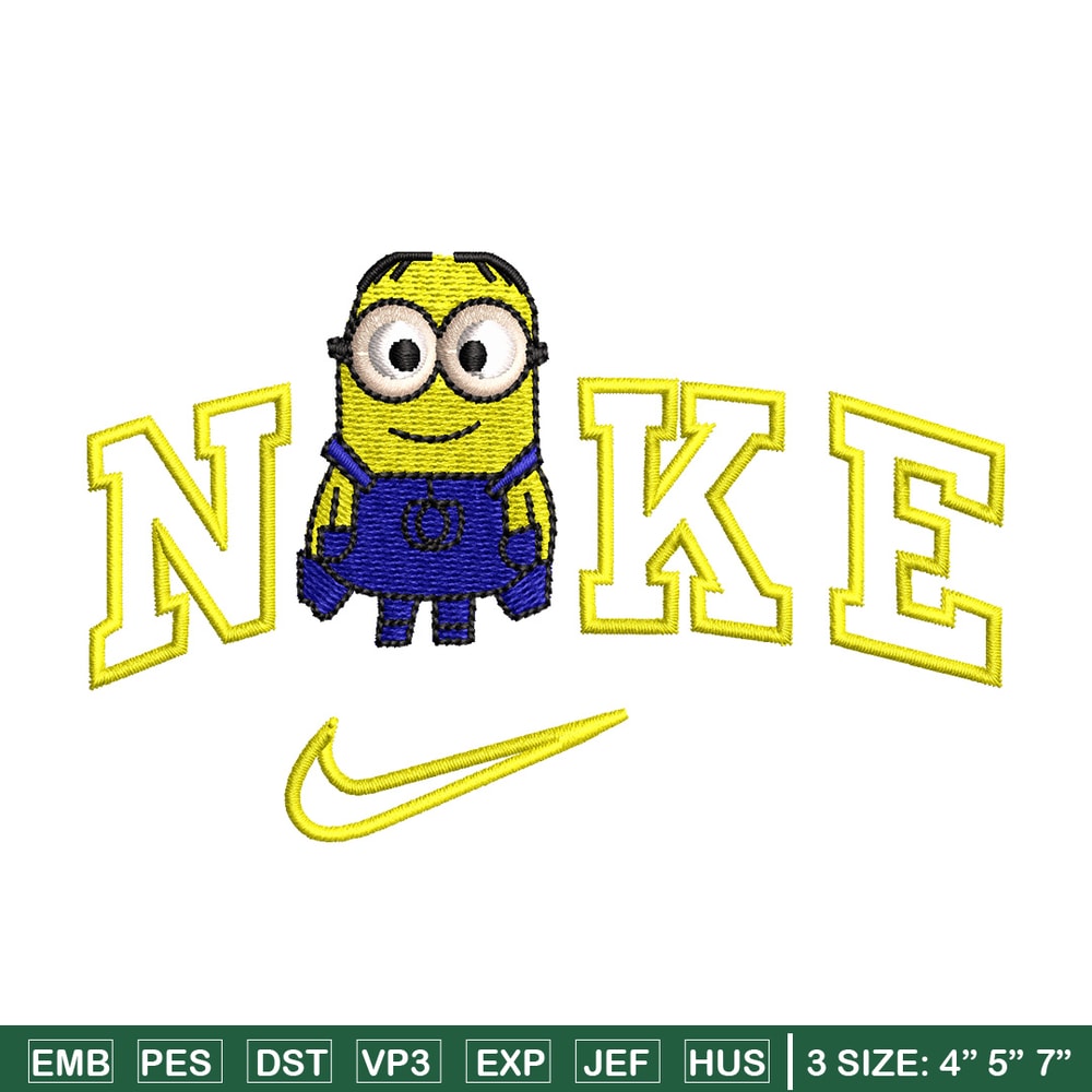 Minion x nike embroidery design, Minion embroidery, Embroidery file, Embroidery shirt, Nike design, Digital download.jpg