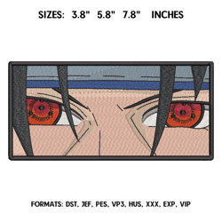 uchiha itachi embroidery design file, naruto anime embroidery design, machine embroidery. anime design pes brother