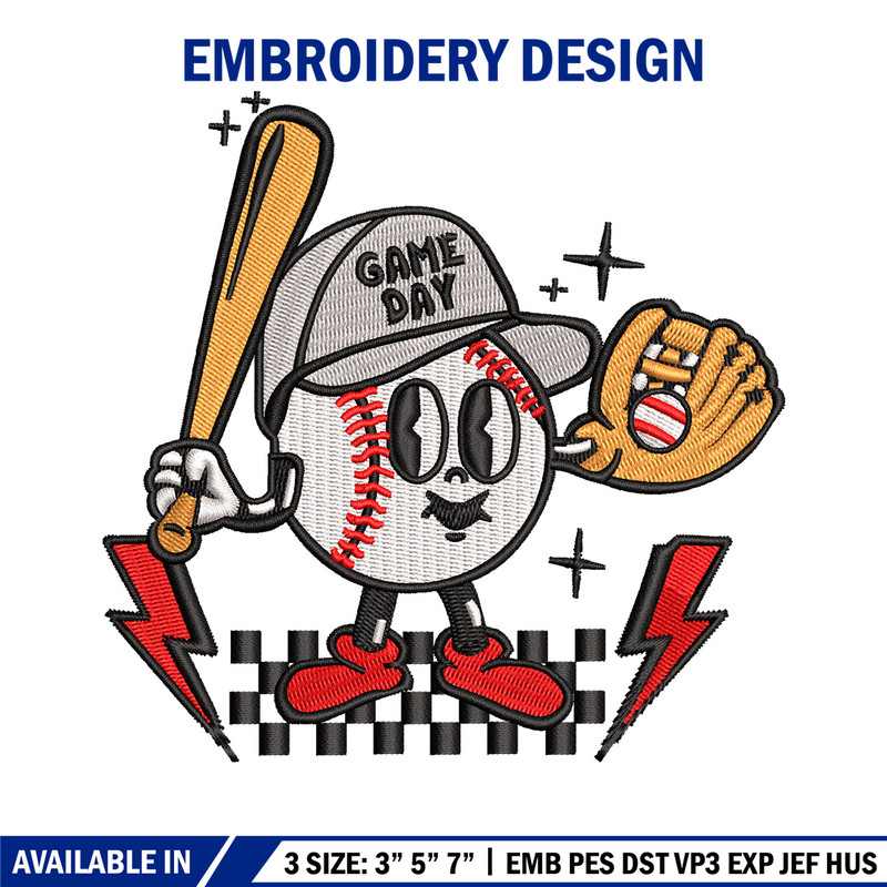 Game day embroidery design, Baseball embroidery, Embroidery file, Embroidery shirt, Emb design, Digital download.jpg