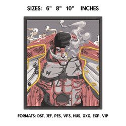 edward newgate embroidery design file, one piece anime embroidery design, machine embroidery file. anime design pes