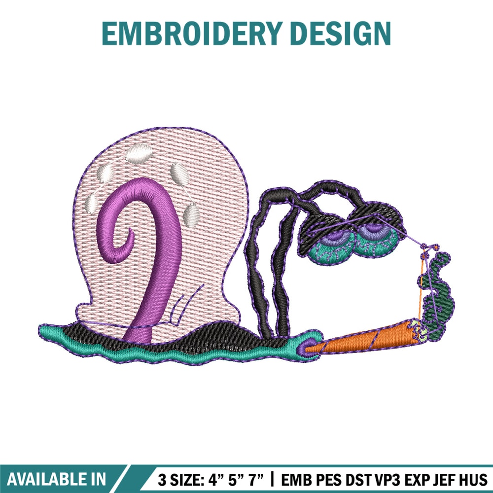 Gary smoke embroidery design, Spongebob embroidery, Anime design, Embroidery shirt, Embroidery file, Digital download.jpg