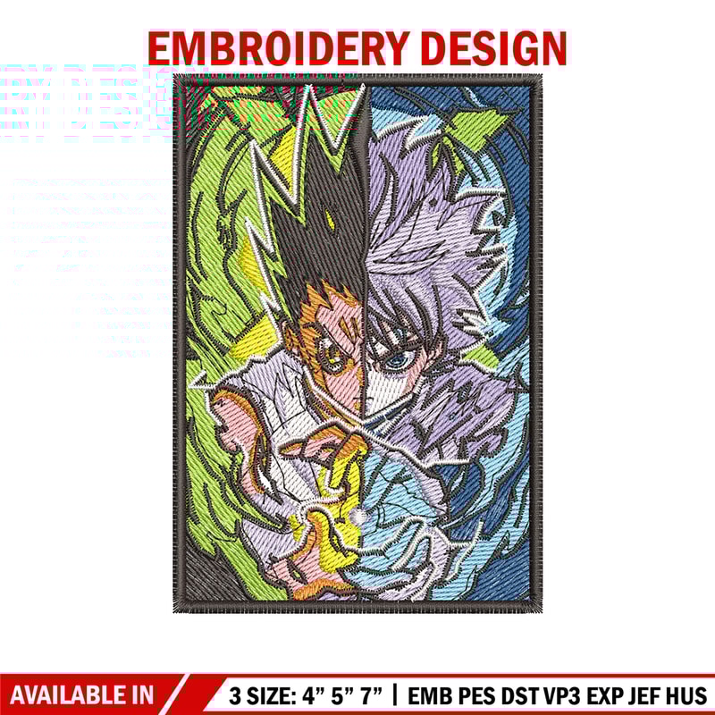 Gon killua poster embroidery design, Hxh embroidery, Anime design, Embroidery shirt, Embroidery file, Digital download.jpg