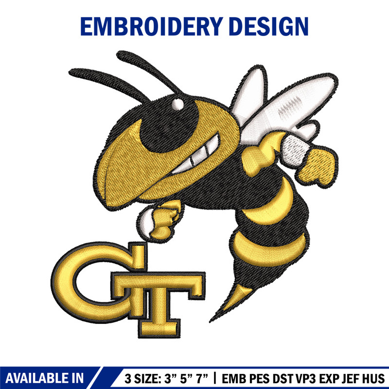 Georgia Tech Yellow Jackets embroidery design, Georgia Tech Yellow Jackets embroidery, logo embroidery, NCAA embroidery..jpg