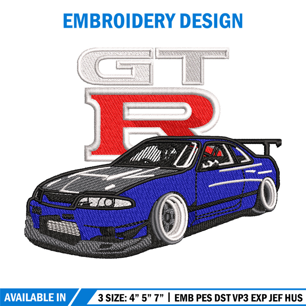 GTR blu car logo embroidery design, GTR blu car embroidery, logo design, Embroidery file, logo shirt, Instant download.jpg