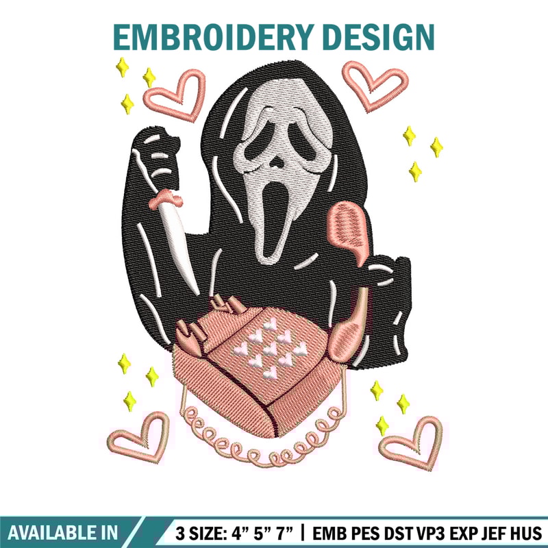 Ghost horror embroidery design, Ghost embroidery, Emb design, Embroidery shirt, Embroidery file, Digital download.jpg