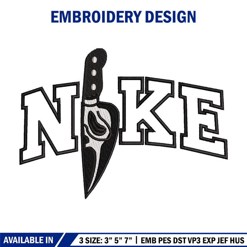 Ghostface Nike embroidery design, Ghostface embroidery, horror design, Embroidery file, nike shirt, Instant download.jpg