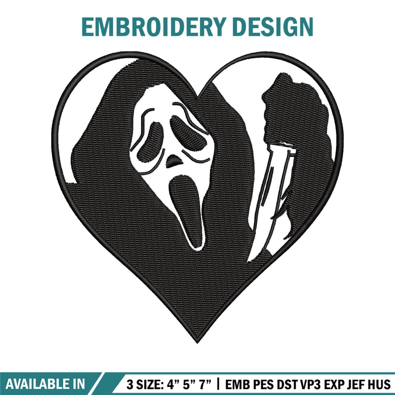 Ghostface Heart embroidery design, Ghostface Heart embroidery, logo design, embroidery file, Digital download..jpg