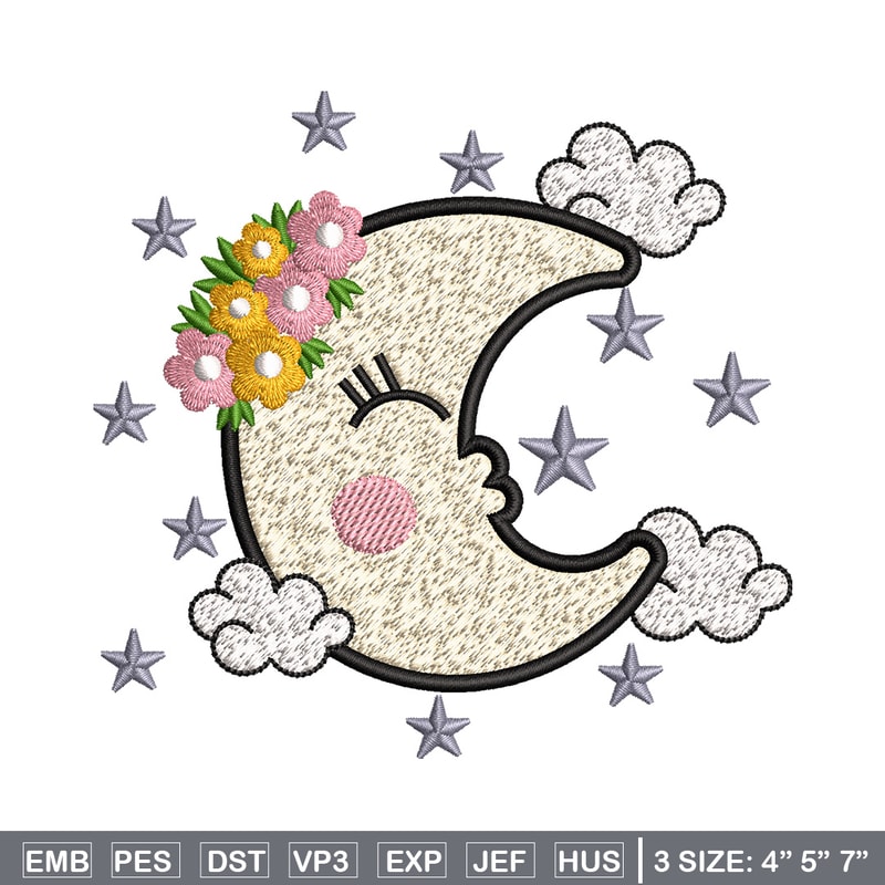 Moon cute embroidery design, Moon embroidery, Embroidery file, Embroidery shirt, Emb design, Digital download.jpg