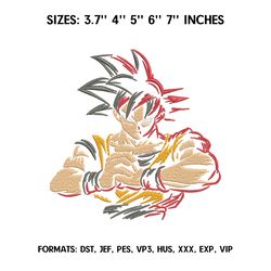 son goku embroidery design file, dragon ball anime embroidery design, anime pes design brother, machine embroidery file