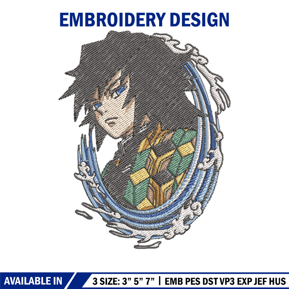 Giyu circle embroidery design, Giyu embroidery, Embroidery shirt, Embroidery file, Anime design, Digital download.jpg
