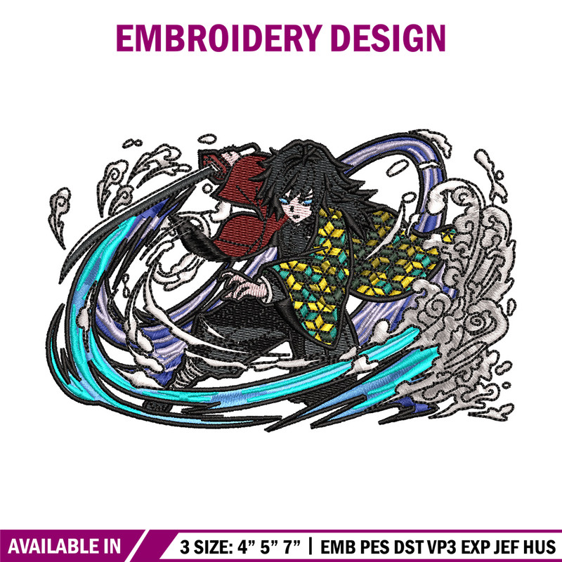 Giyu water embroidery design, Demon slayer embroidery, Anime design, Embroidery shirt, Embroidery file, Digital download.jpg
