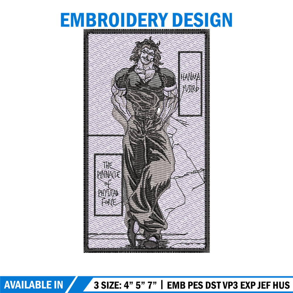 Hanma yujiro embroidery design, Baki embroidery, Anime design, Embroidery shirt, Embroidery file, Digital download.jpg