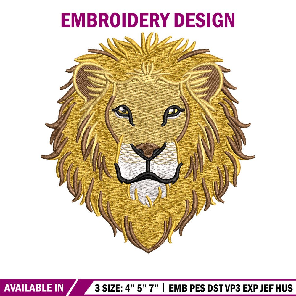 Goden lion embroidery design, Lion embroidery, Embroidery file, Embroidery shirt, Emb design, Digital download.jpg