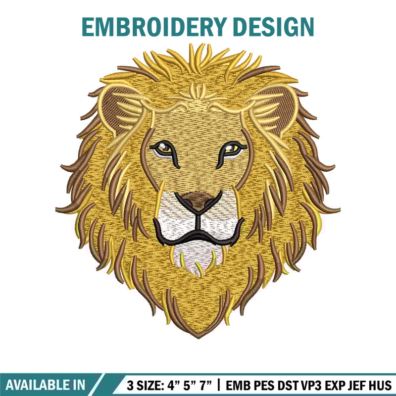 Goden lion embroidery design, Lion embroidery, Embroidery file, Embroidery shirt, Emb design, Digital download.jpg