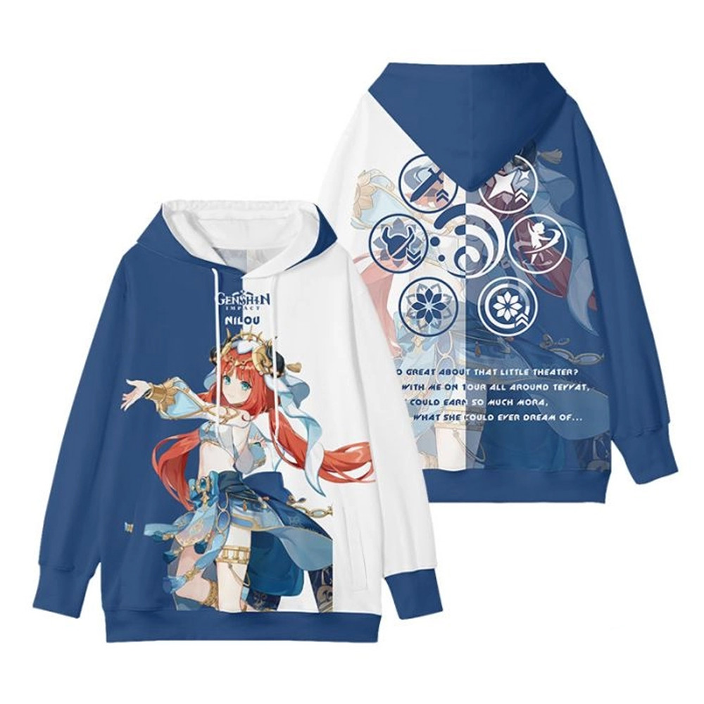 Nilou Genshin Impact All Over Print 3D Hoodie Zip Hoodie, Nilou Genshin Impact Hoodie 3D Zip Hoodie Fleece Hoodie
