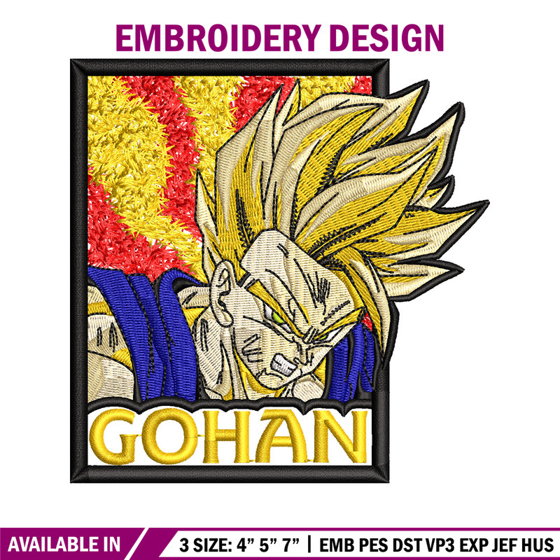 Gohan poster embroidery design, Dragonball embroidery, Anime design, Embroidery shirt, Embroidery file, Digital download.jpg