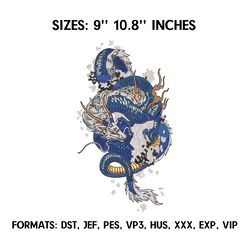 Japanese Dragon Embroidery Design File Pes, Art Embroidery design, Art Design
