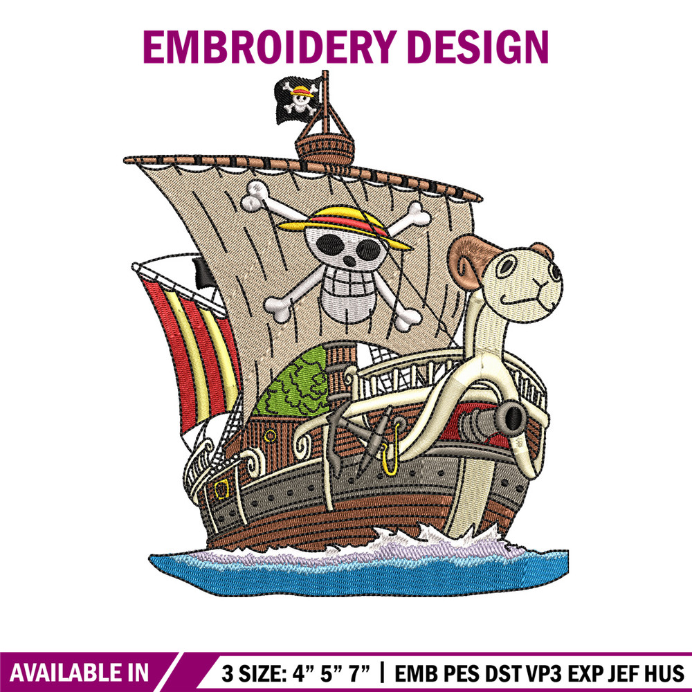 Going merry embroidery design, One piece embroidery, Anime design, Embroidery shirt, Embroidery file, Digital download.jpg