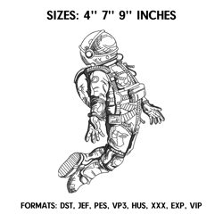 Astronaut Embroidery Design File Pes, Art Embroidery design, Art Design