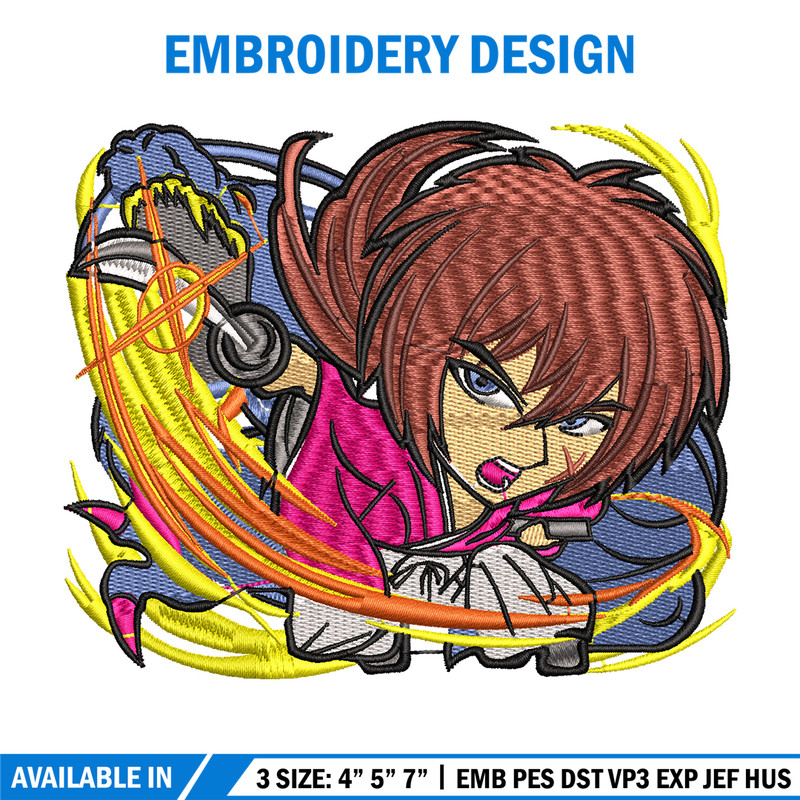 Himura Kenshin embroidery design, Himura Kenshin embroidery, Logo design, anime design, anime shirt, Digital download.jpg