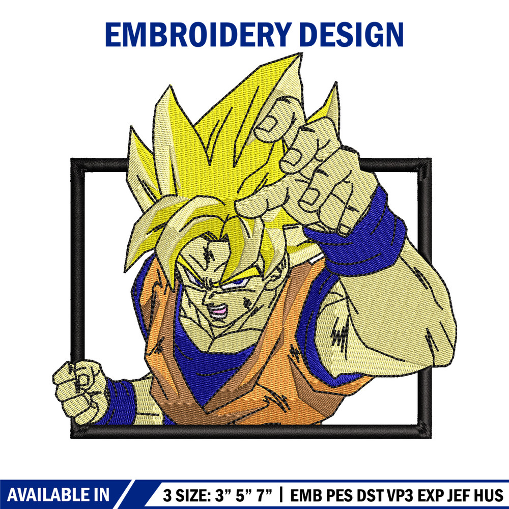 Goku ssj box embroidery design, Dragonball embroidery, Anime design, Embroidery shirt, Embroidery file,Digital download.jpg