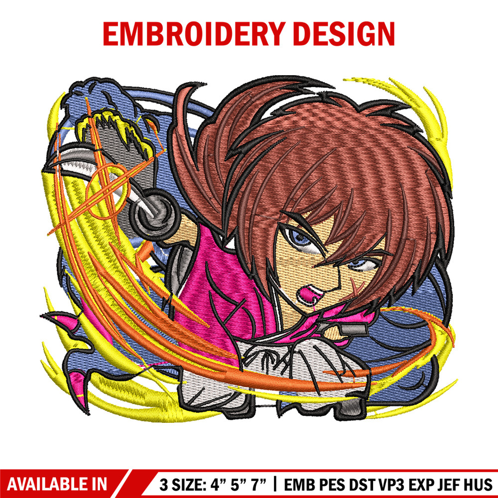 Himura Kenshin embroidery design, Himura Kenshin embroidery, Logo design, anime design, anime shirt, Digital download.jpg