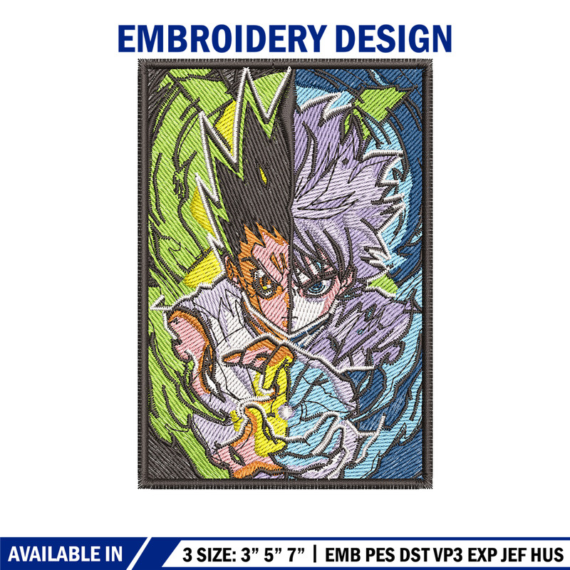 Gon killua poster embroidery design, Hxh embroidery, Anime design, Embroidery shirt, Embroidery file, Digital download.jpg