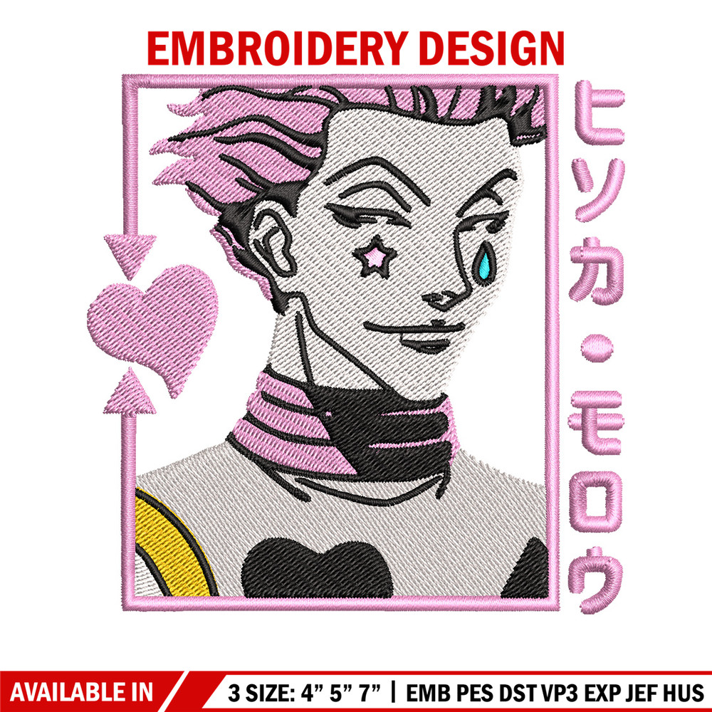 Hisoka pink embroidery design, Hxh embroidery, Embroidery shirt, Embroidery file, Anime design, Digital download.jpg