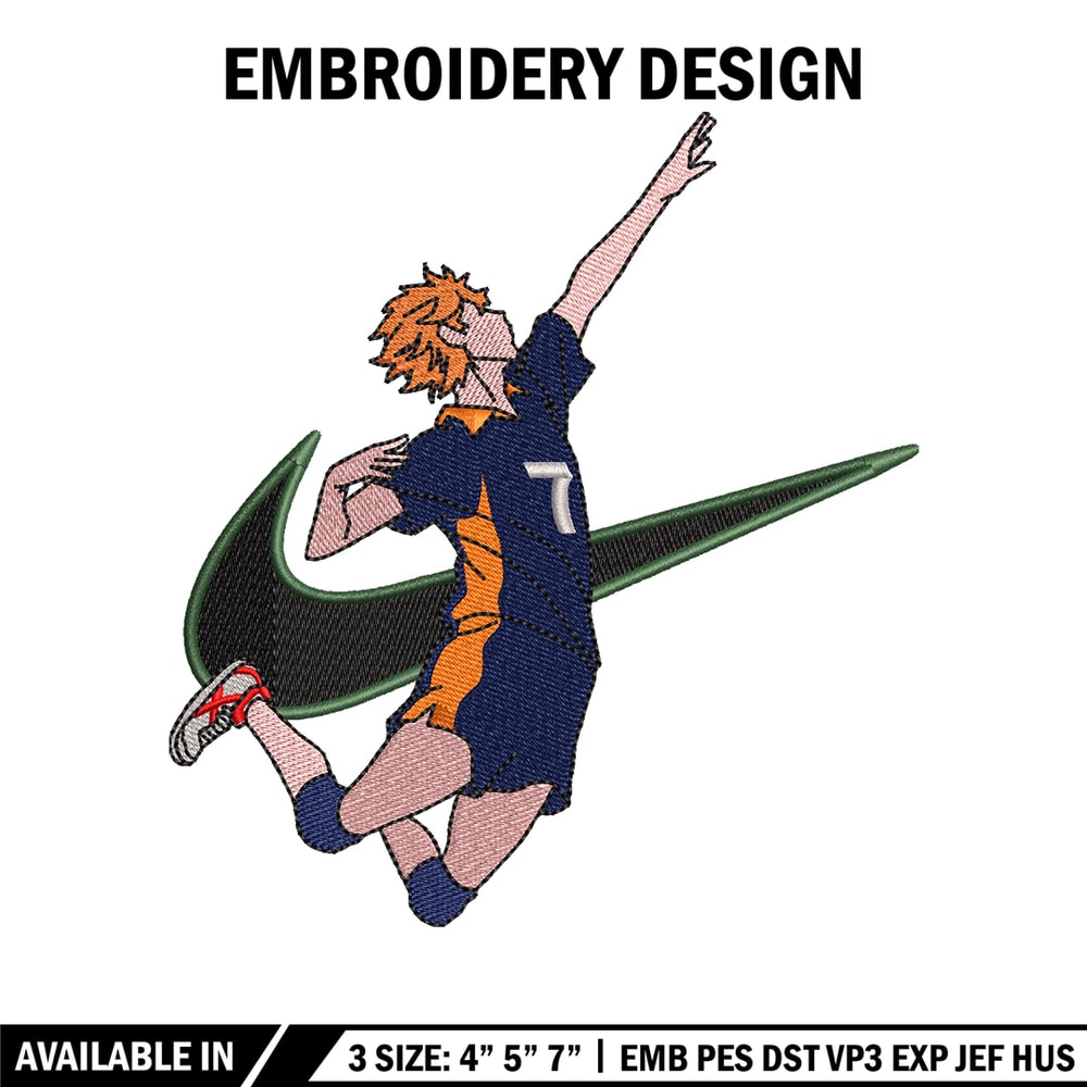 Hinata x nike embroidery design, Haikyuu embroidery, Nike design, Embroidery shirt, Embroidery file, Digital download.jpg
