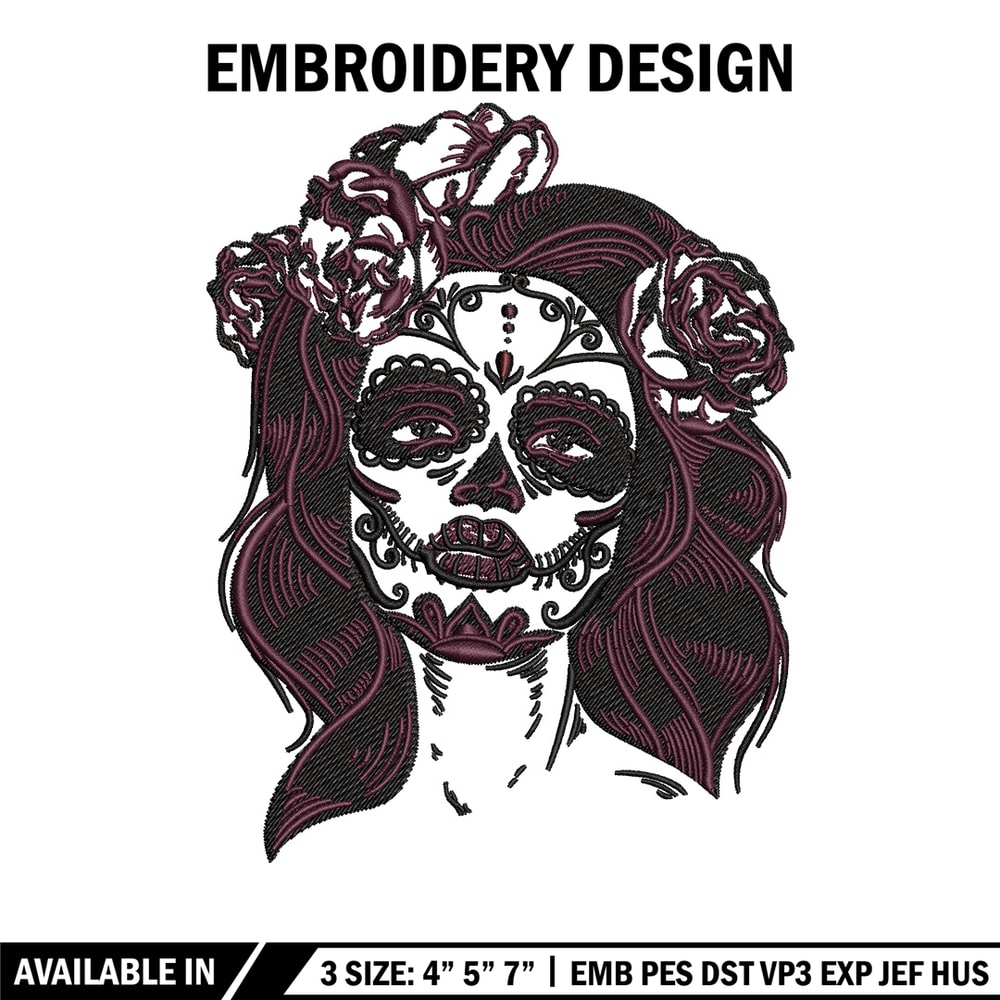 Horror girl embroidery design, Horror embroidery, Embroidery file, Embroidery shirt, Emb design, Digital download.jpg