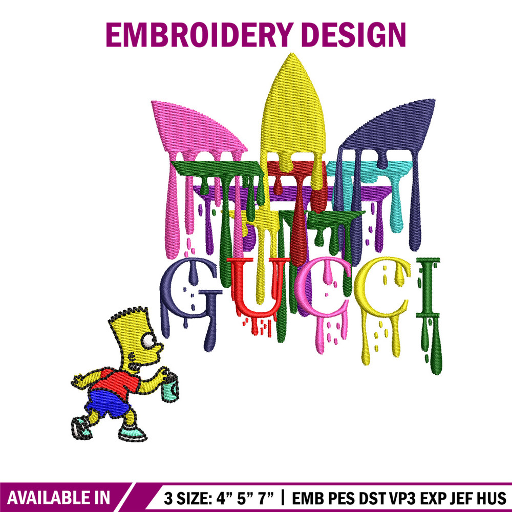 Gucci bart color embroidery design, Gucci embroidery, Embroidery file, Embroidery shirt, Emb design, Digital download.jpg
