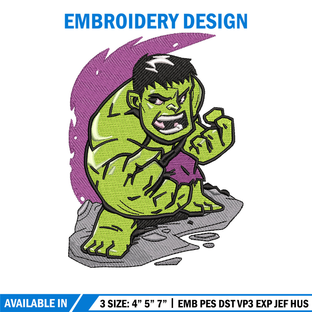 Hulk chibi embroidery design, Hulk chibi embroidery, movie design, Embroidery file, movie shirt, Digital download..jpg