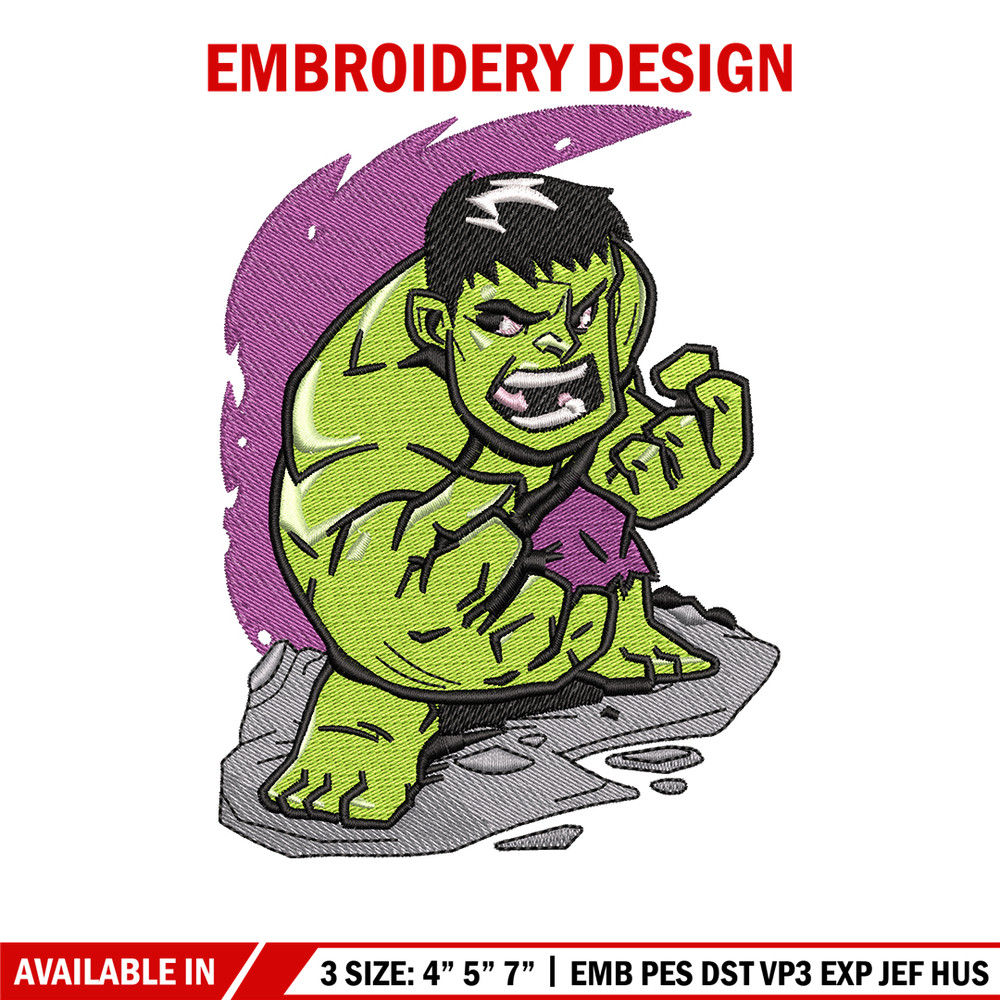 Hulk chibi embroidery design, Hulk chibi embroidery, movie design, Embroidery file, movie shirt, Digital download..jpg