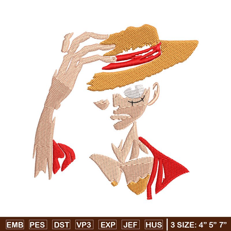 Monkey D. Luffy embroidery design, One Piece embroidery, embroidery file, anime design, anime shirt, Digital download.jpg