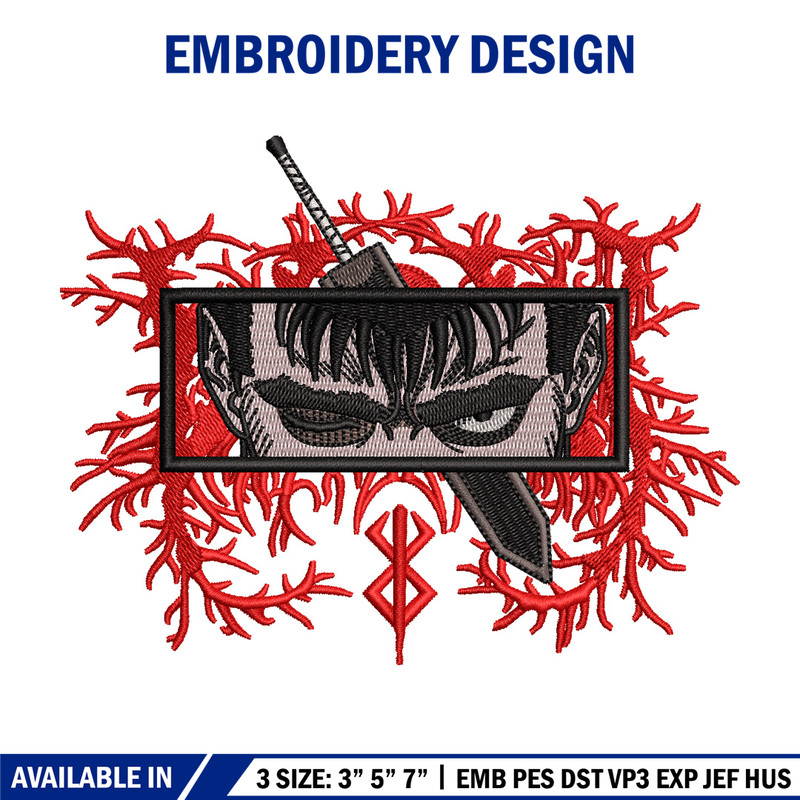Guts eyes embroidery design, Berserk embroidery, Anime design, Embroidery shirt, Embroidery file, Digital download.jpg