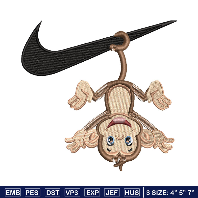 Monkey Nike logo embroidery design, Monkey Nike embroidery, Nike design, logo shirt, Embroidery file, Instant download..jpg