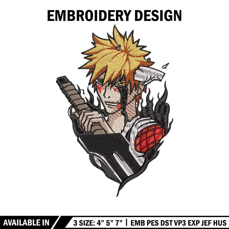 Ichigo kurosaki embroidery design, Bleach embroidery, embroidery file, anime design, anime shirt, Digital download.jpg