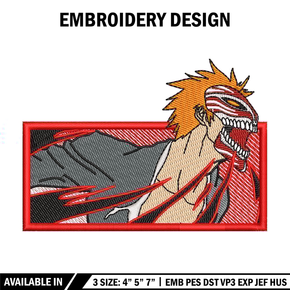 Ichigo red embroidery design, Bleach embroidery, Anime design, Embroidery shirt, Embroidery file, Digital download.jpg