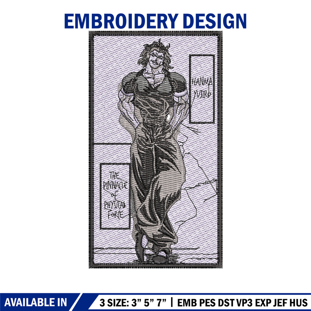 Hanma yujiro embroidery design, Baki embroidery, Anime design, Embroidery shirt, Embroidery file, Digital download.jpg
