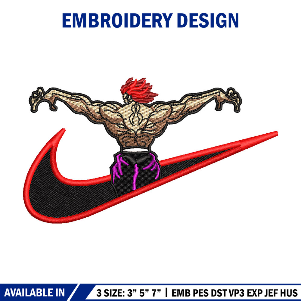 Hanma yujiro nike embroidery design, Baki embroidery, Nike design, Embroidery shirt, Embroidery file, Digital download.jpg