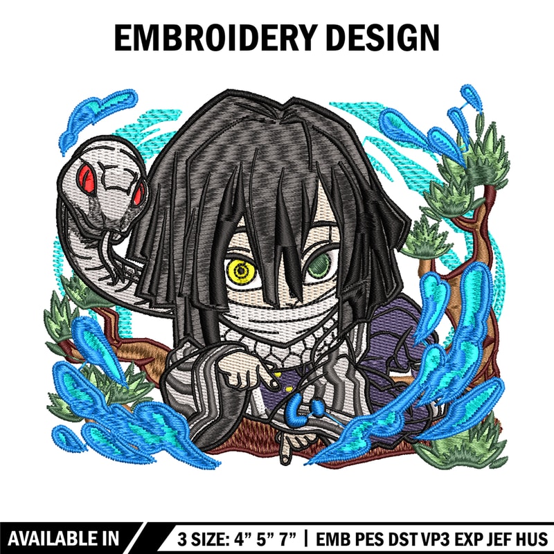 Iguro Obanai chibi embroidery design, Kimetsu no Yaiba embroidery, embroidery file, anime design, Digital download.jpg