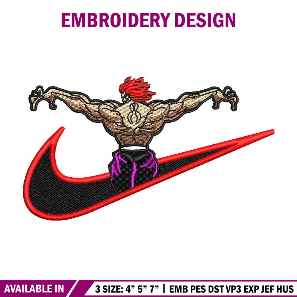 Hanma yujiro nike embroidery design, Baki embroidery, Nike design, Embroidery shirt, Embroidery file, Digital download.jpg